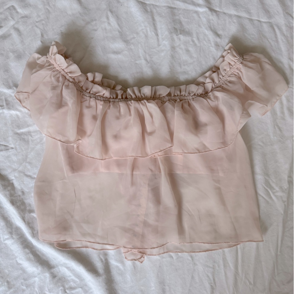 Revolve Off-Shoulder Ruffle Top - Picture 3 of 7